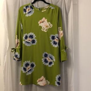 Brand new lime green w/ flowers shift dress - Loft